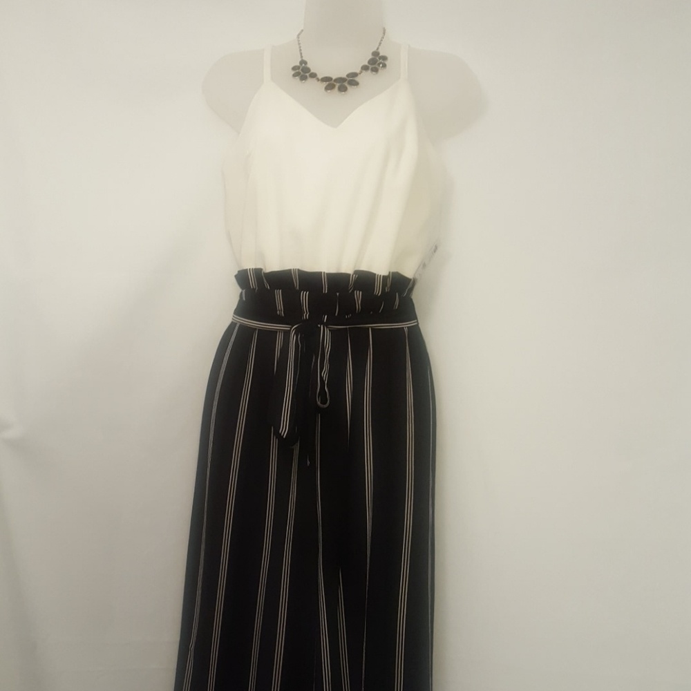 Women's Jump Suit white and black & White stripe - Picture 4 of 8